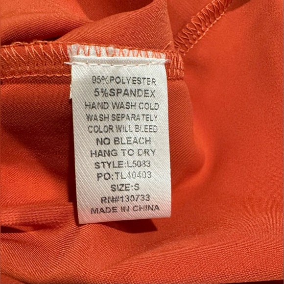 EUC—UMGEE—S, Oversized Ruffle Blouse, Rust Color, Keyhole Opening w/ Bow Closure - Picture 5 of 5